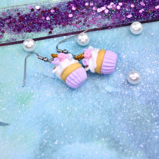 Kolczyki babeczki jednorożec