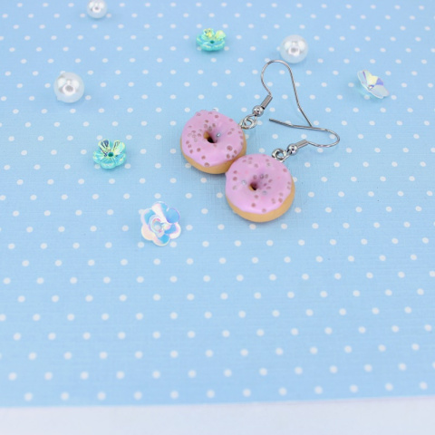 Kolczyki donut różowy