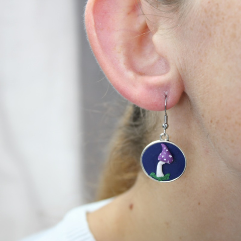 Kolczyki grzyb fioletowy Kolczyki grzyb fioletowy