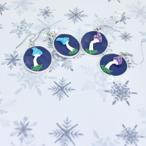 Kolczyki grzyb fioletowy Kolczyki grzyb fioletowy