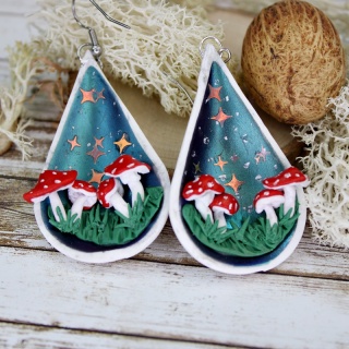 Kolczyki magiczne leśne grzyby