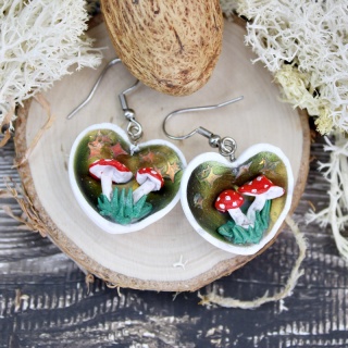 Kolczyki magiczne leśne grzyby