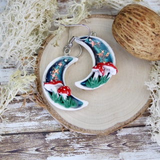 Kolczyki magiczne leśne grzyby