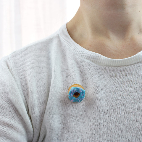 Broszka donut niebieski