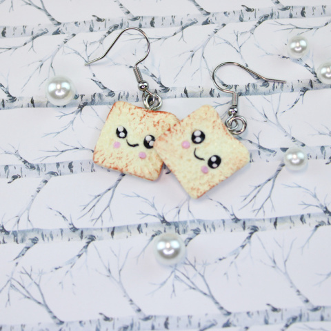 Kolczyki tosty kawaii