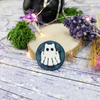 Broszka kot Halloween