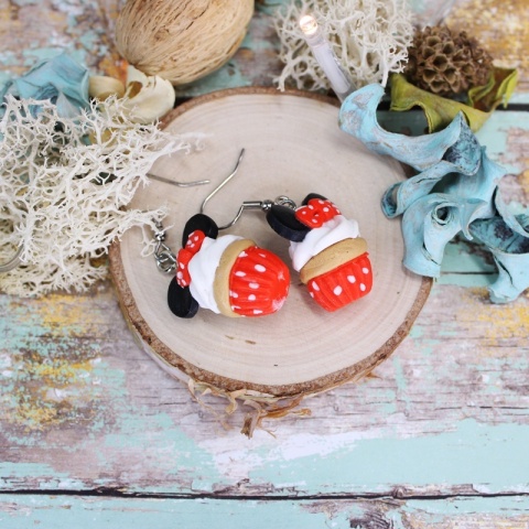 Kolczyki babeczki Myszka Minnie