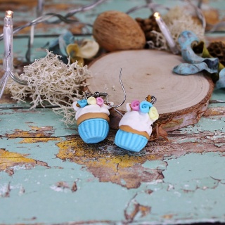 Kolczyki babeczki jednorożec