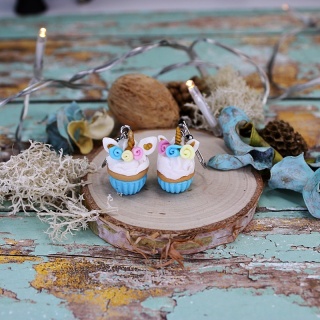 Kolczyki babeczki jednorożec