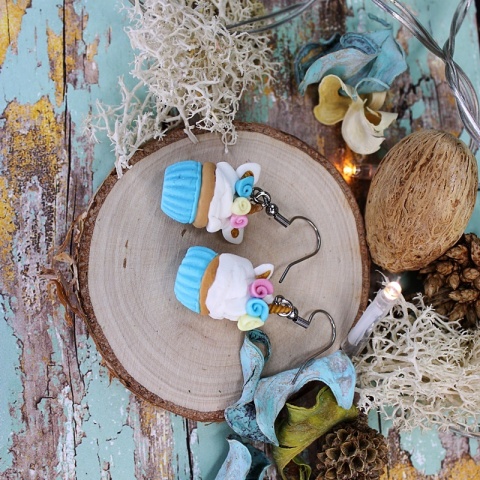 Kolczyki babeczki jednorożec