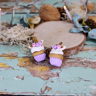 Kolczyki babeczki jednorożec