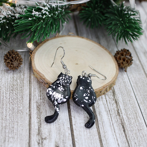 Kolczyki koty srebrne