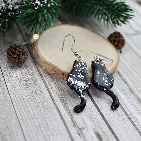 Kolczyki koty srebrne